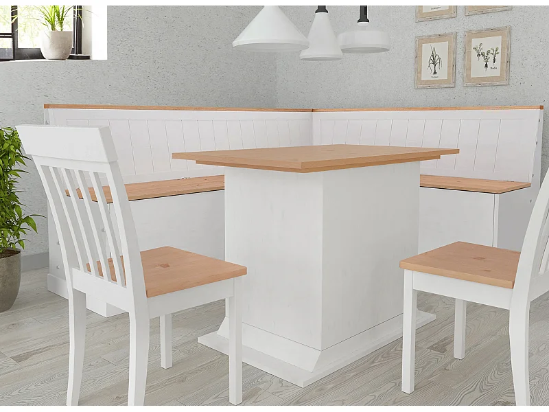 Sara | Sara - Eetkamerbank in grenen wit/gebeitste was