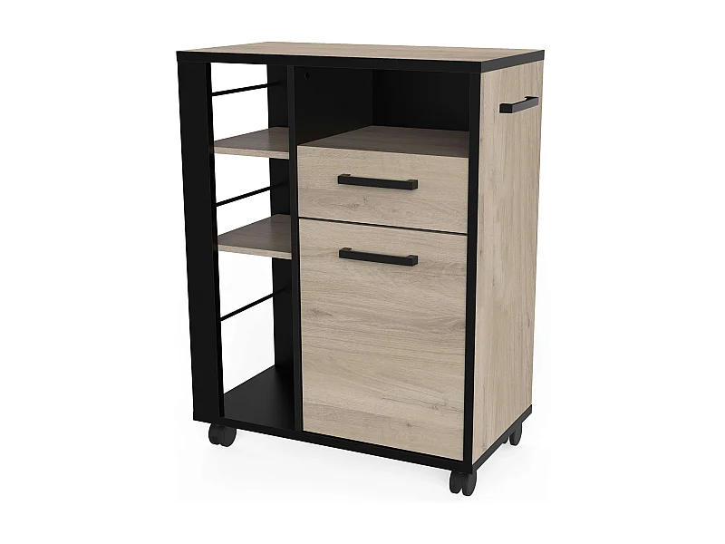 Mueble Auxiliar Industrial Con Ruedas Cocina Roble Krokberg 72x88 cm