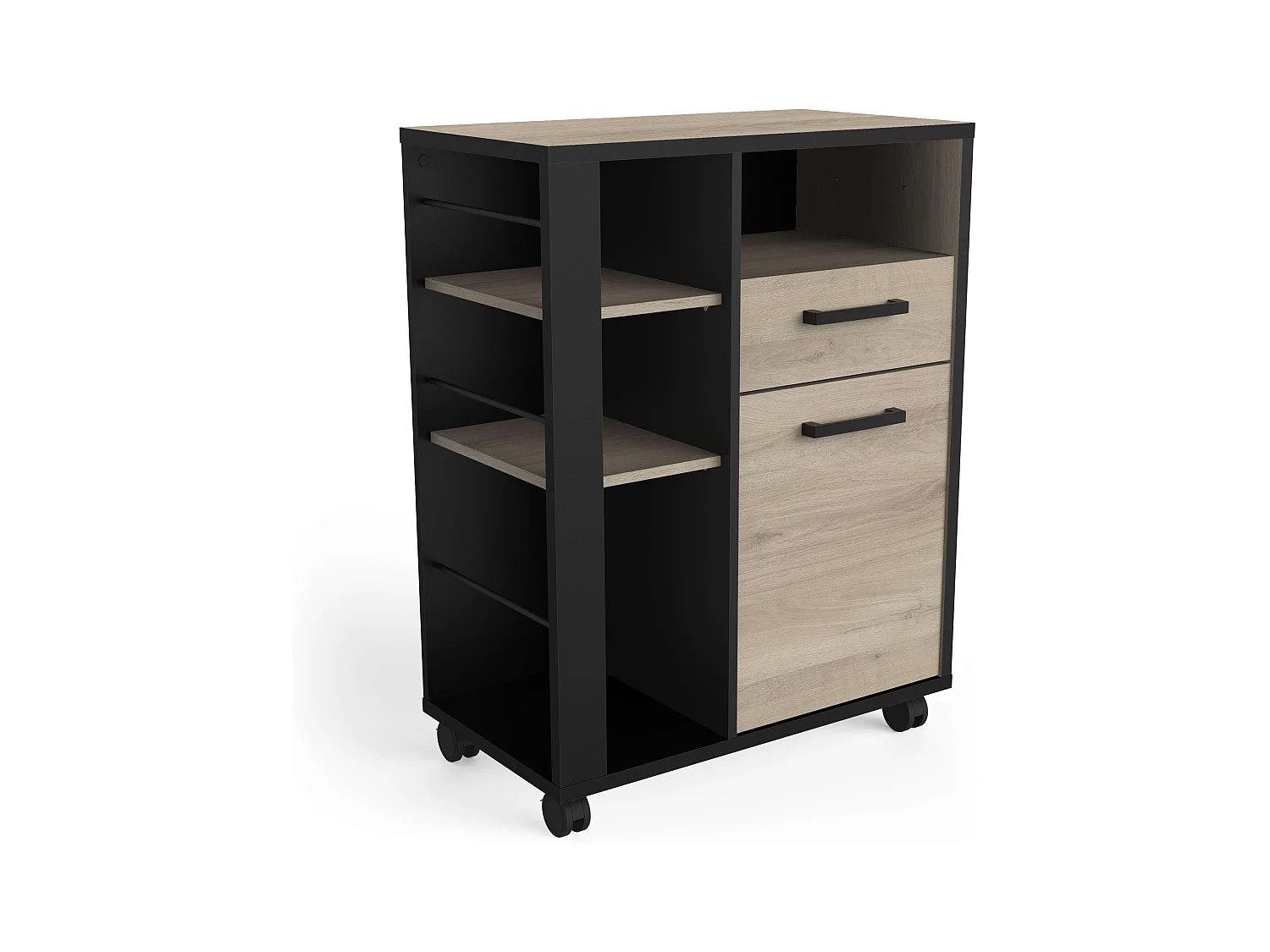 Mueble Auxiliar Industrial Con Ruedas Cocina Roble Krokberg 72x88 cm