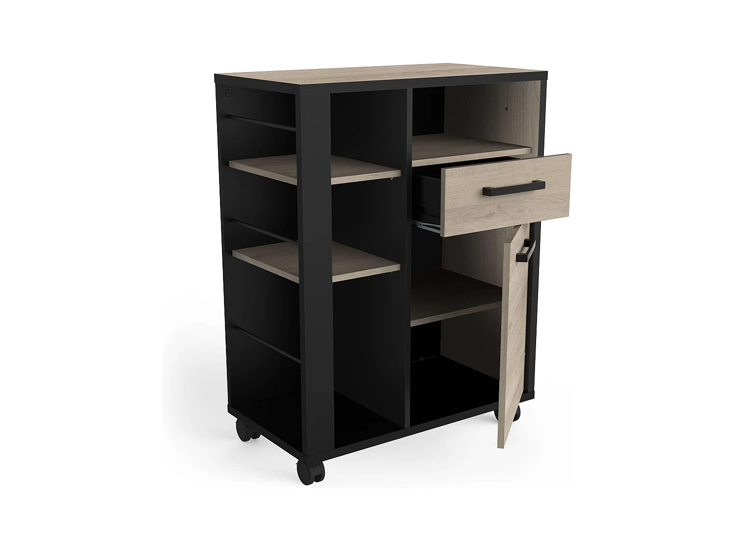 Mueble Auxiliar Industrial Con Ruedas Cocina Roble Krokberg 72x88 cm