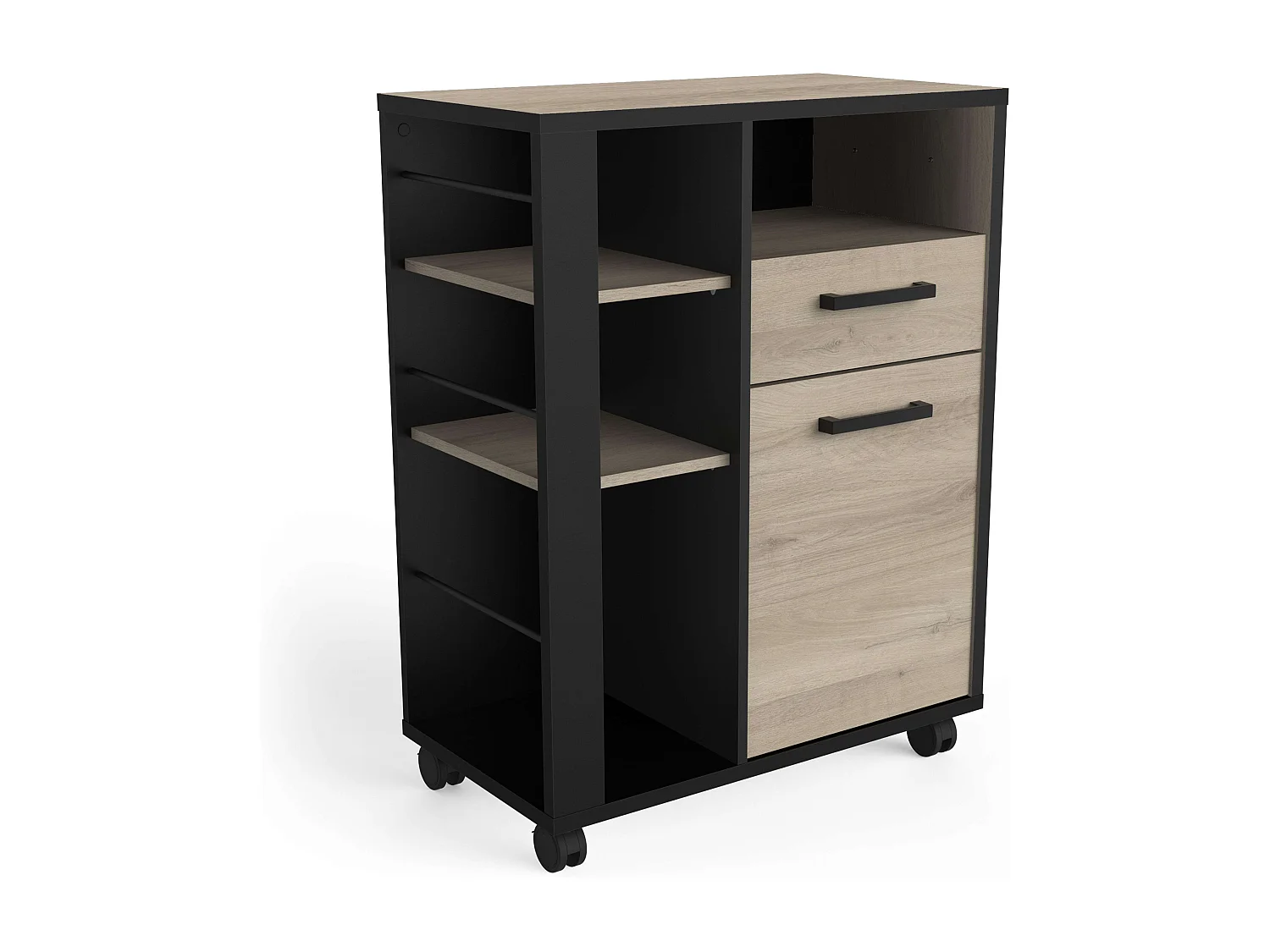 Mueble Auxiliar Industrial Con Ruedas Cocina Roble Krokberg 72x88 cm