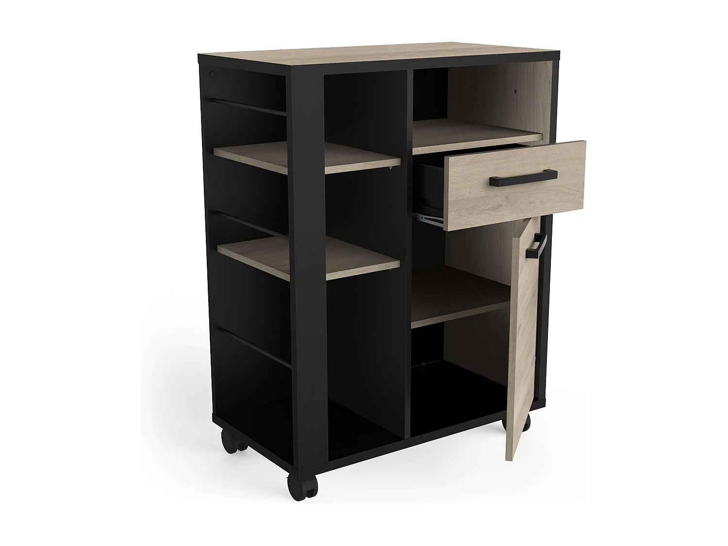 Mueble Auxiliar Industrial Con Ruedas Cocina Roble Krokberg 72x88 cm