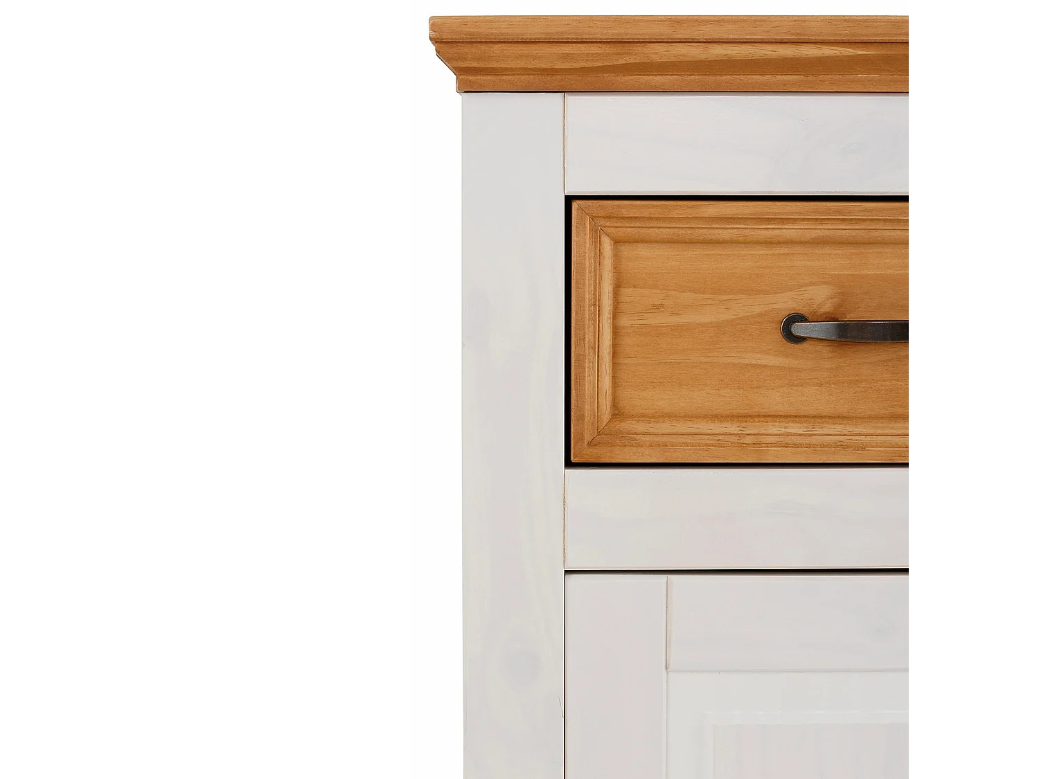 Selma|Buffet avec 3 portes et 3 tiroirs en effet pin teinté blanc