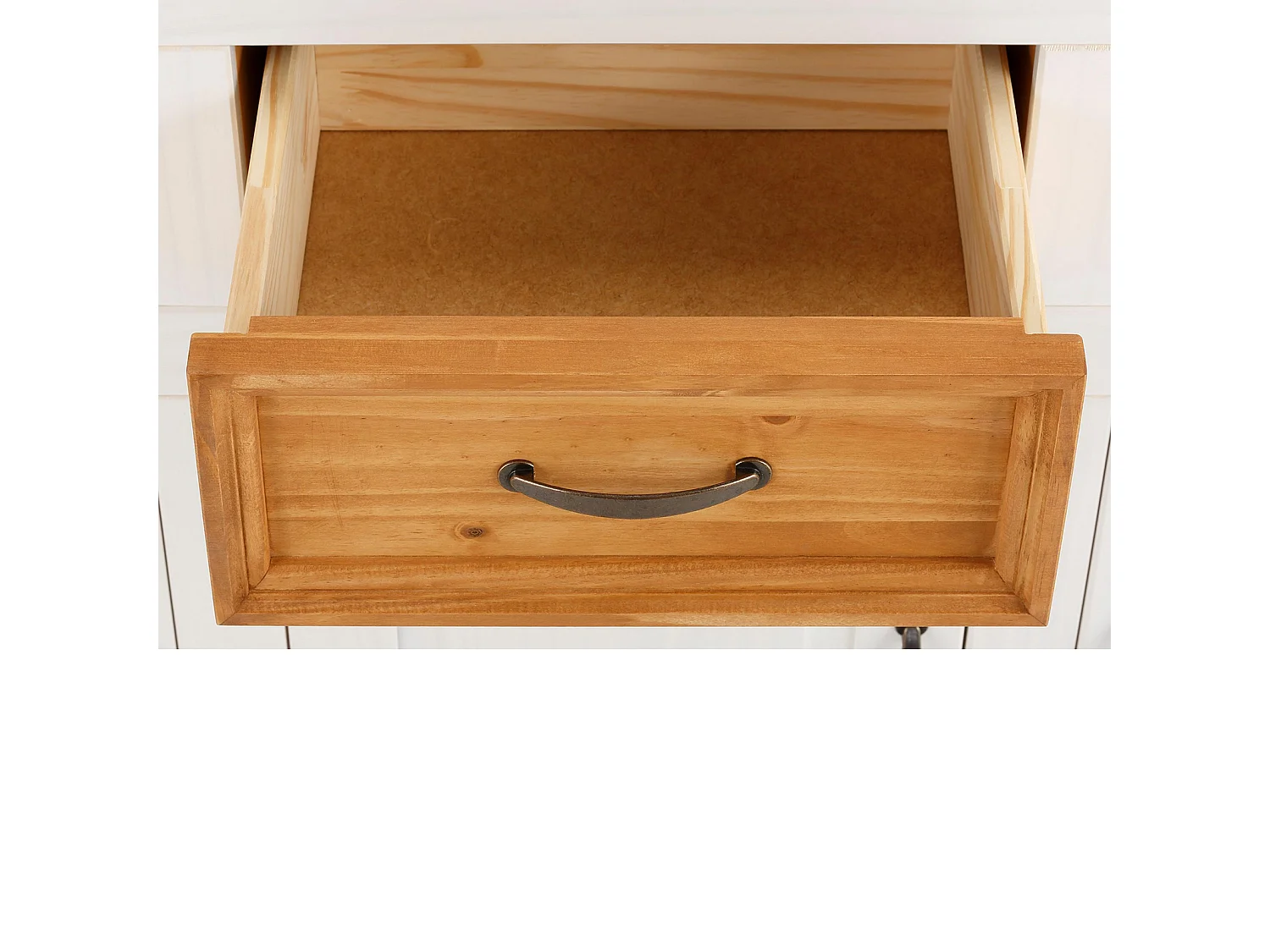 Selma|Buffet avec 3 portes et 3 tiroirs en effet pin teinté blanc