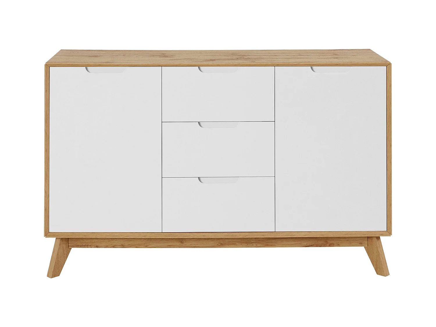 Ezra|Buffet avec 2 portes et 3 tiroirs à l'aspect chêne / blanc