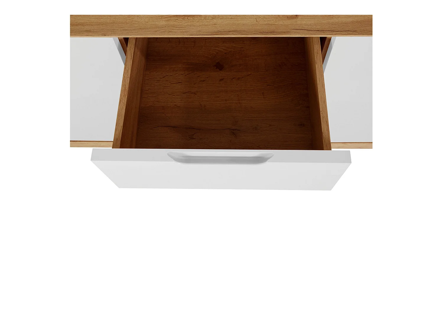 Ezra|Buffet avec 2 portes et 3 tiroirs à l'aspect chêne / blanc