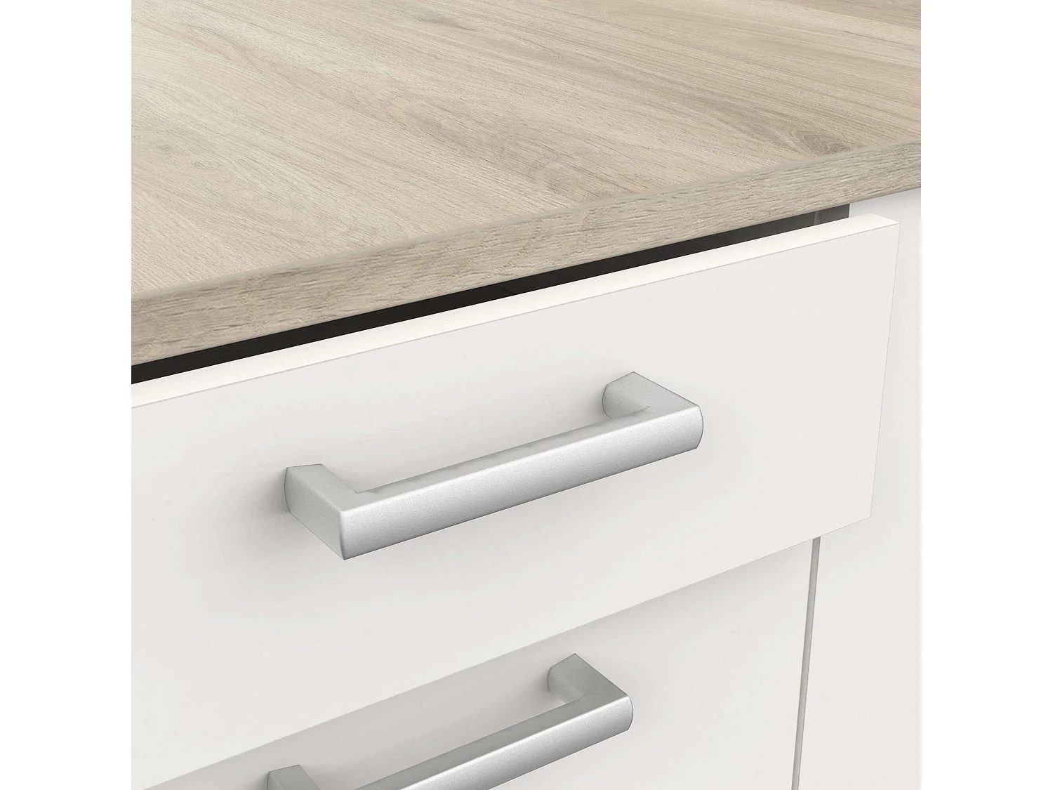 Cocina modular compl. blanco mate y roble