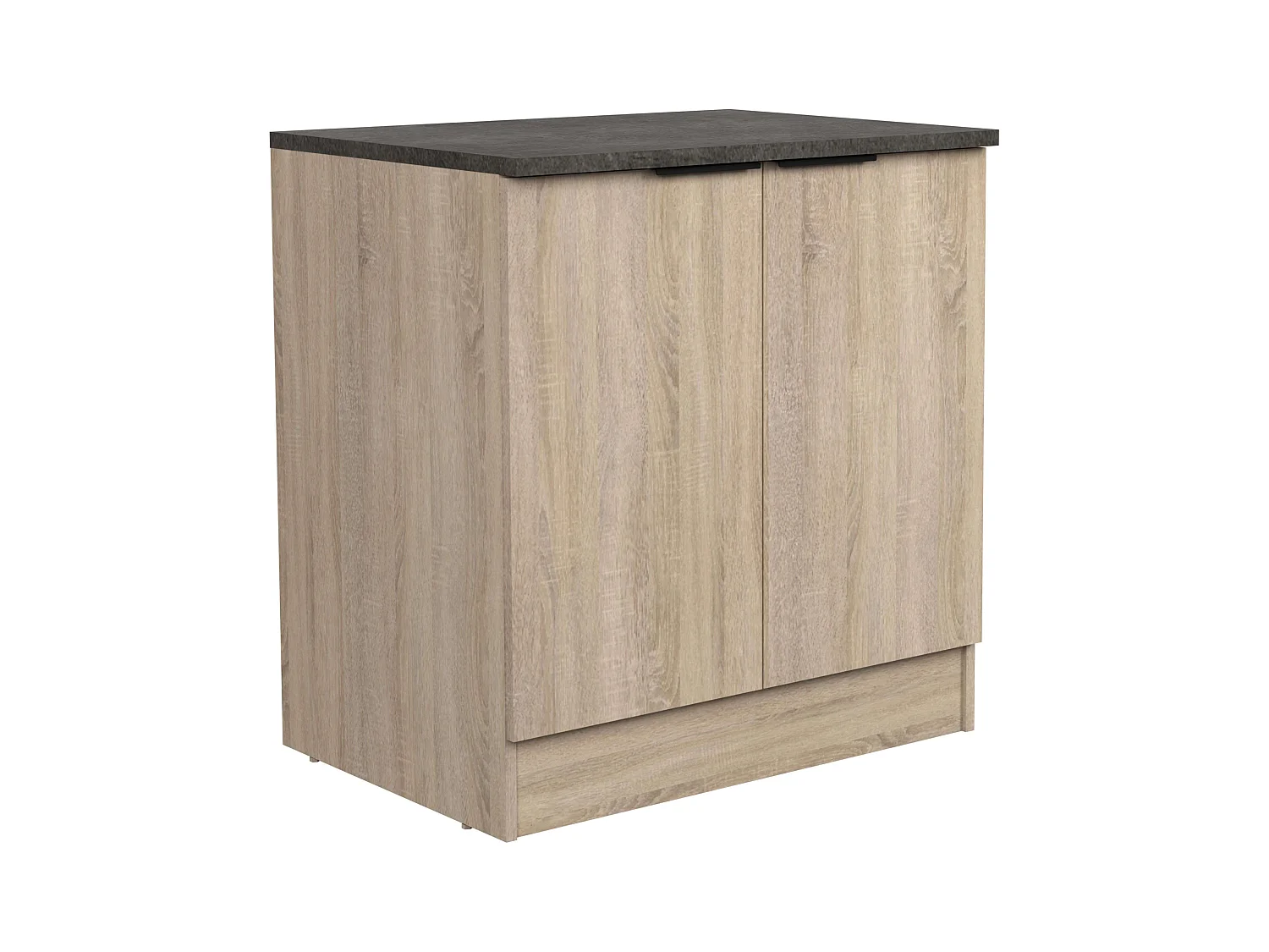 Pack cocina modular Arko madera claro/negro (3 mod. bajos 2 altos) melamina 200 cm