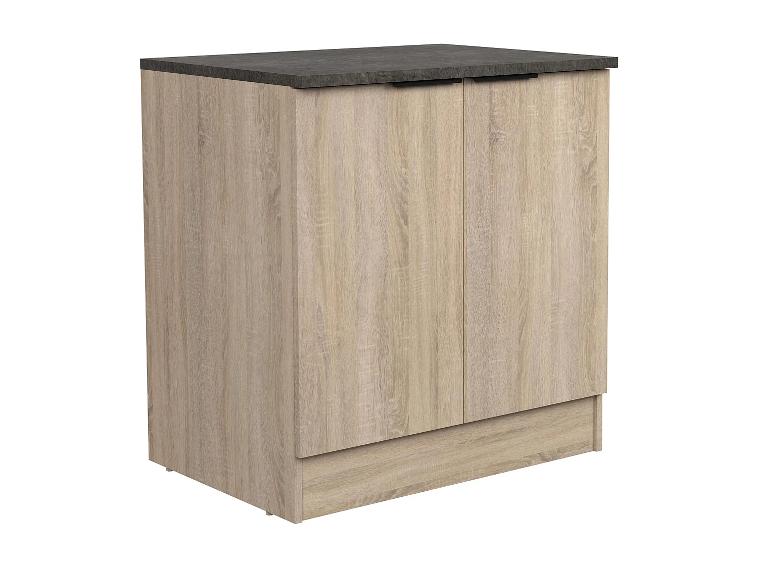 Pack cocina modular Arko madera claro/negro (3 mod. bajos 2 altos) melamina 200 cm