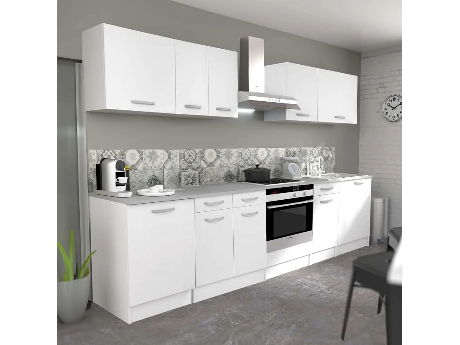 Cocina Eko Contemporánea Blanca con 4 Módulos Aéreos y 5 Bajos (SIN Campana)