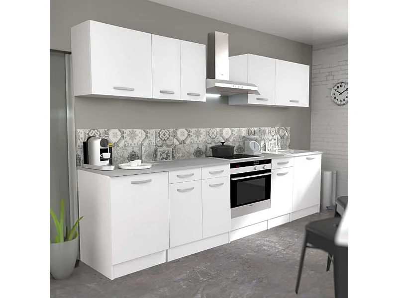 Cocina Eko Contemporánea Blanca con 4 Módulos Aéreos y 5 Bajos (SIN Campana)