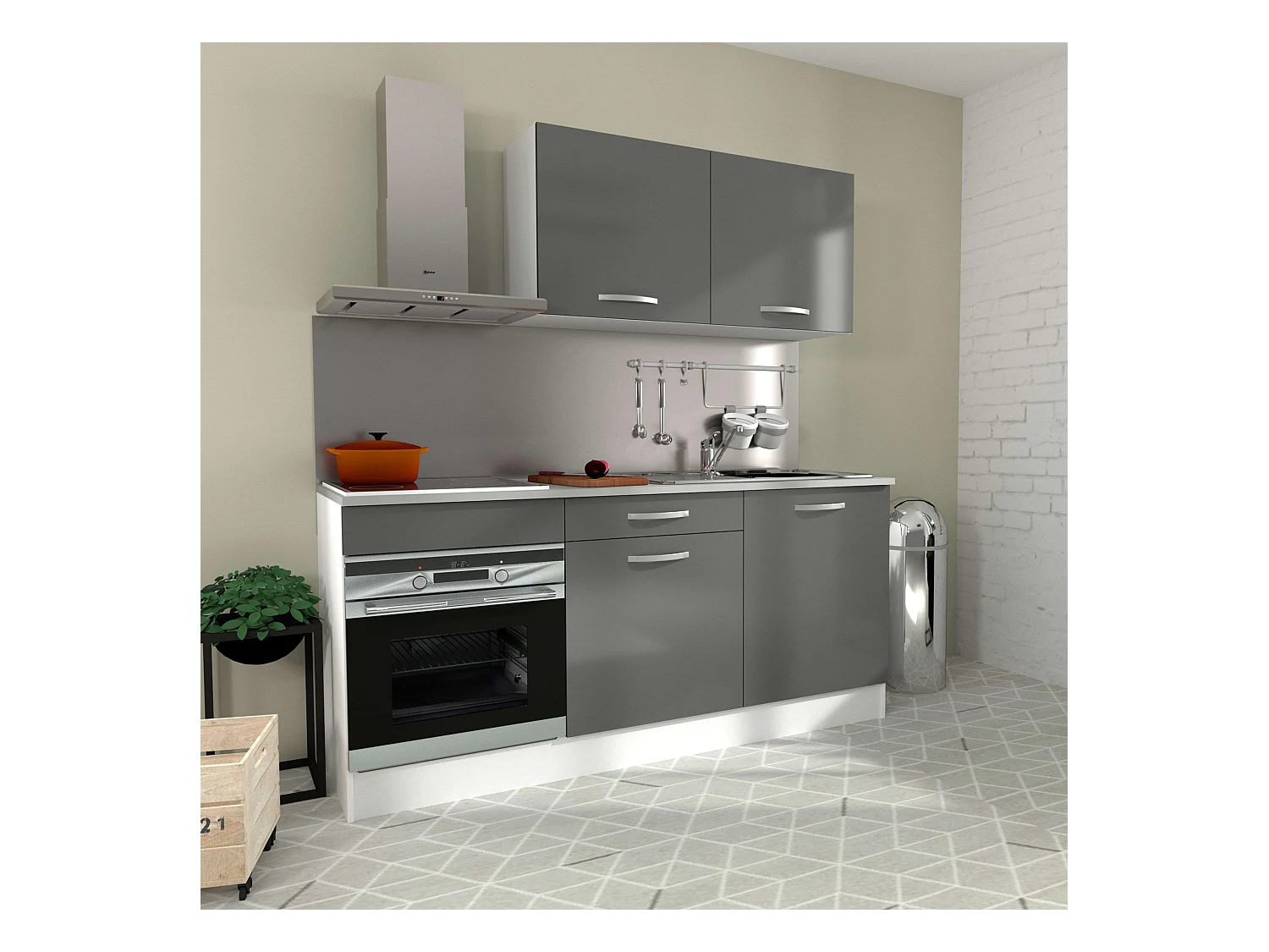 Cocina Modular Block Eko Blanco Gris 180 cm