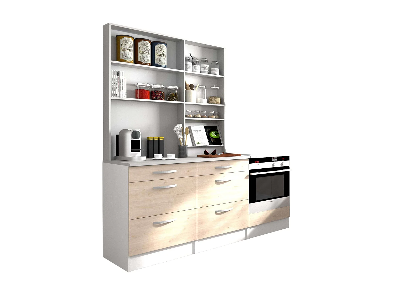 Cocina Modular Eko 4 Muebles Roble Jackson y Blanco 180 cm
