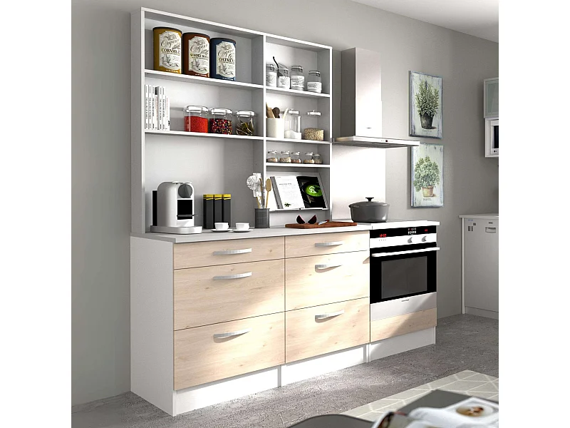 Cocina Modular Eko 4 Muebles Roble Jackson y Blanco 180 cm