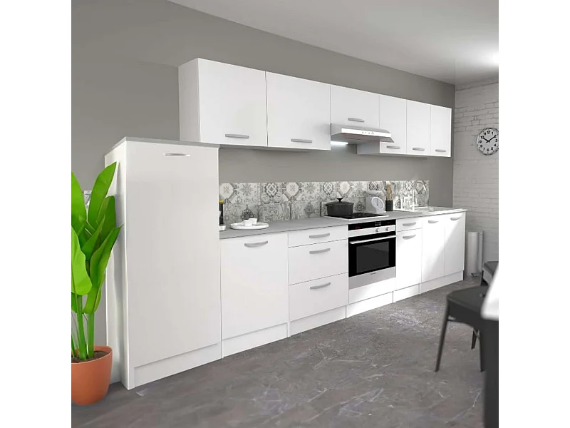 Cocina Completa Eko Blanco Contemporáneo c/5 Módulos Aéreos y Muebles Bajos
