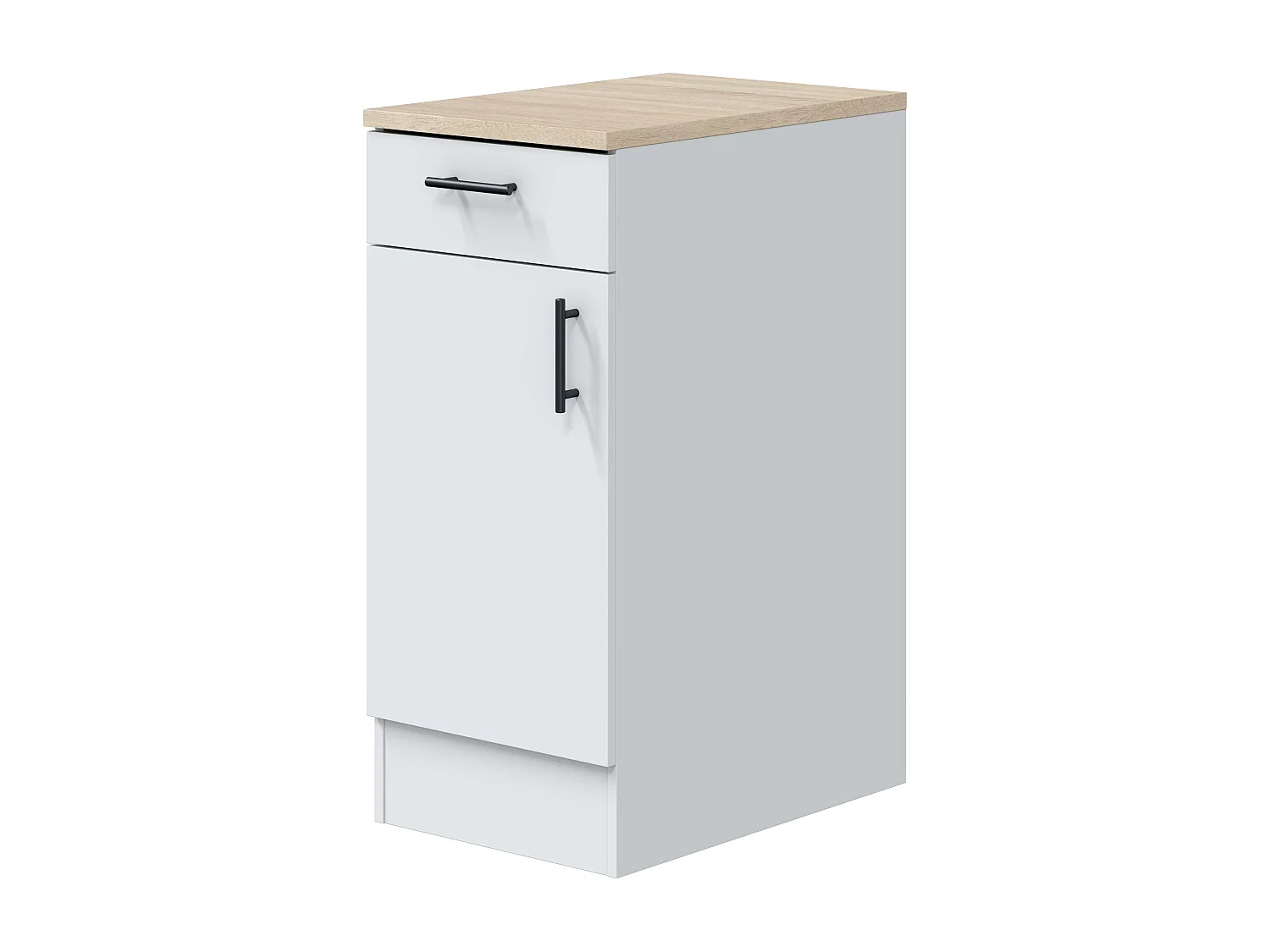 Pack Muebles Cocina Kira 10 Módulos Nórdico Blanco Brillo Roble Canadian