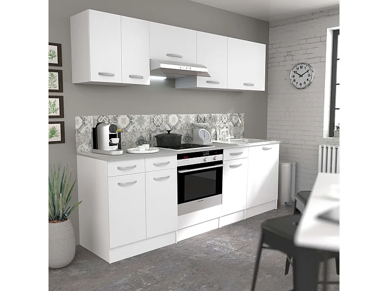Cocina Completa Eko Blanco con 4 Mód. Aéreos y 5 Bajos (Incl. Mueble Campana)