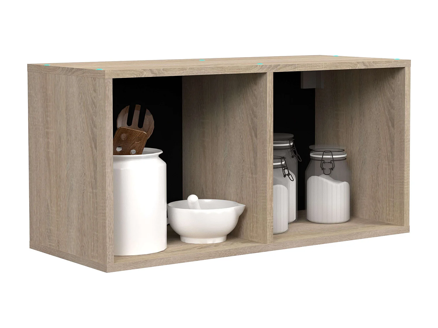 Pack Muebles Cocina Arko Moderno Madera Claro-Negro 3 Módulos Altos