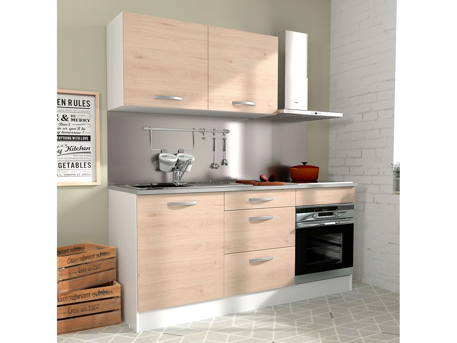 Cocina Modular Eko Completa Reversible Roble Jackson 180 cm