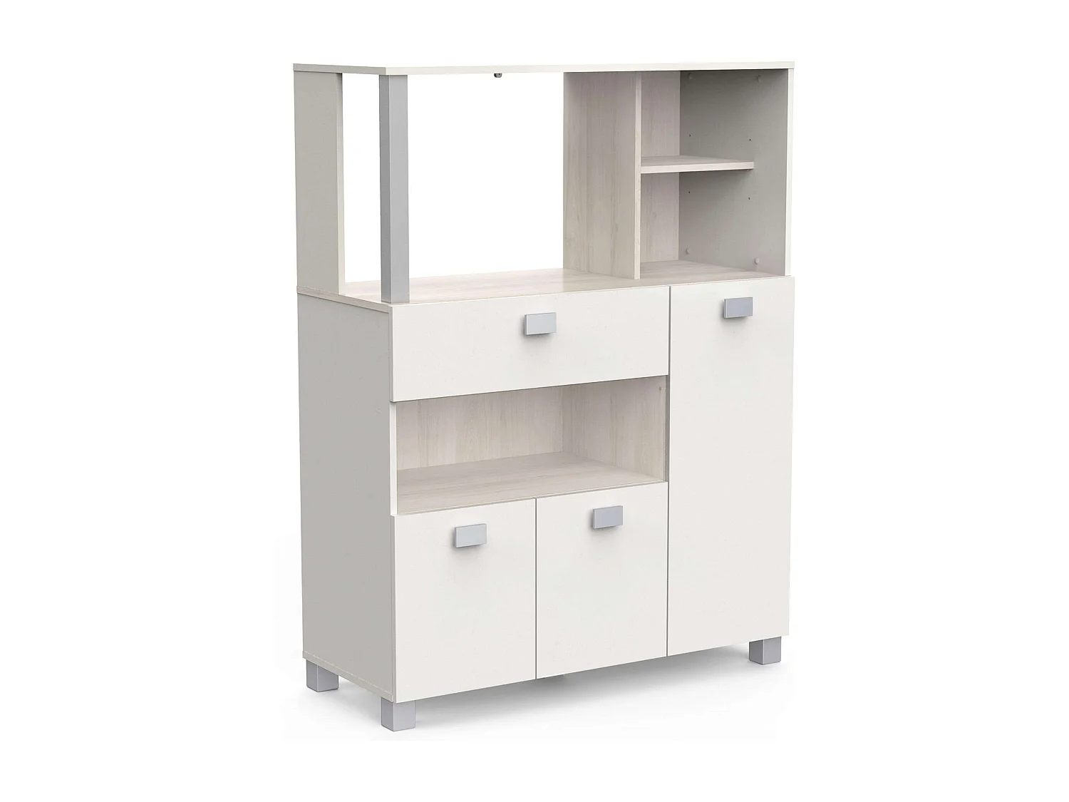 Mueble Auxiliar Cocina Blanco Mate 132x99cm con Cajones y Compartimentos