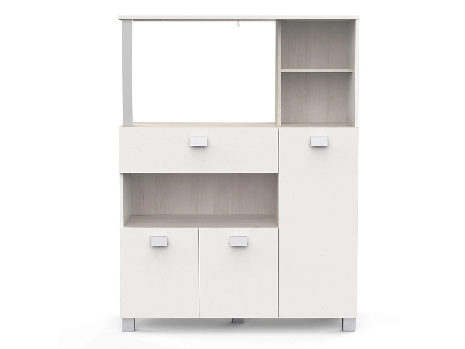 Mueble Auxiliar Cocina Blanco Mate 132x99cm con Cajones y Compartimentos