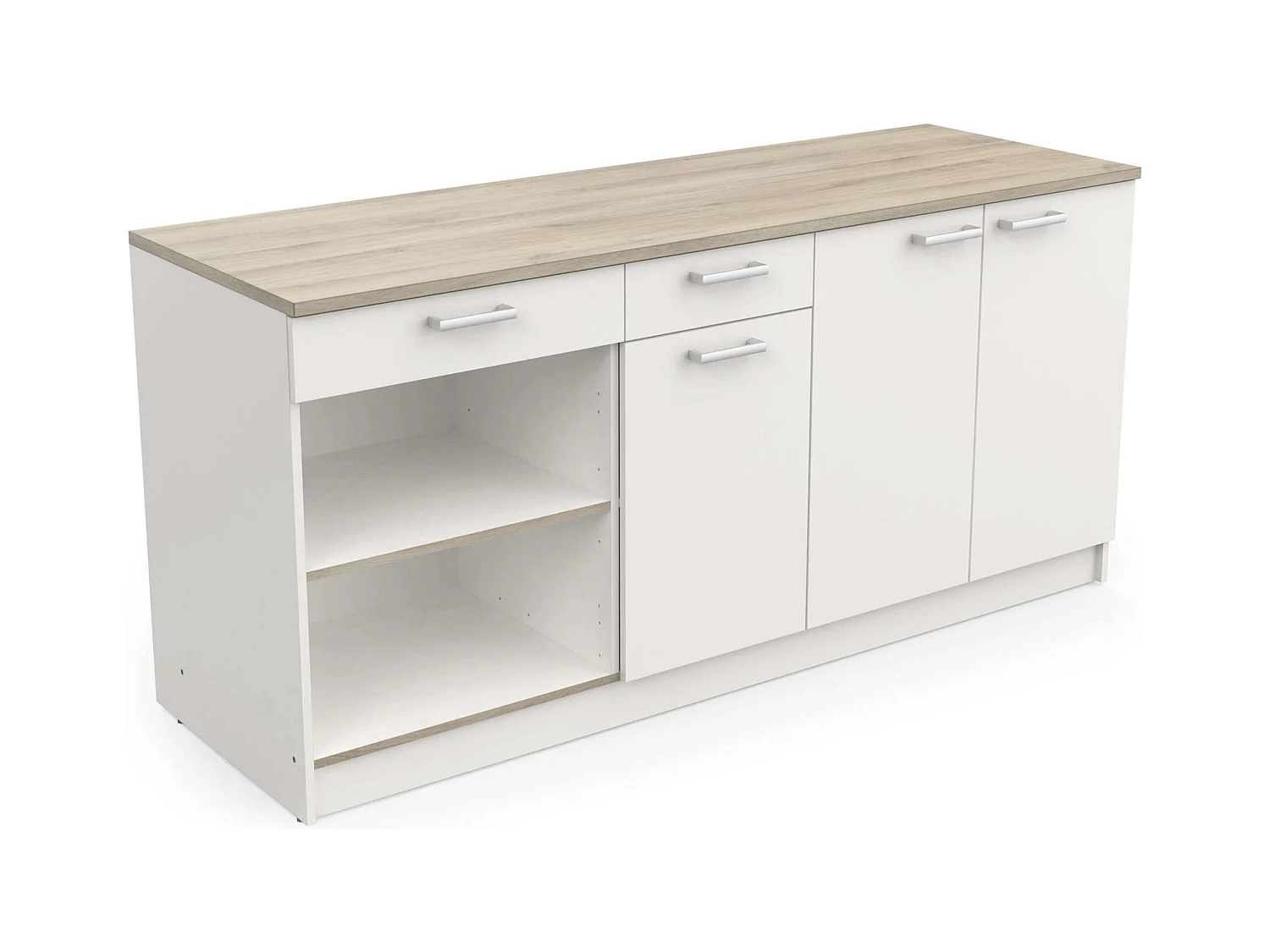 Módulo inferior cocina 3 puertas 2 cajones blanco mate moderno almacenaje