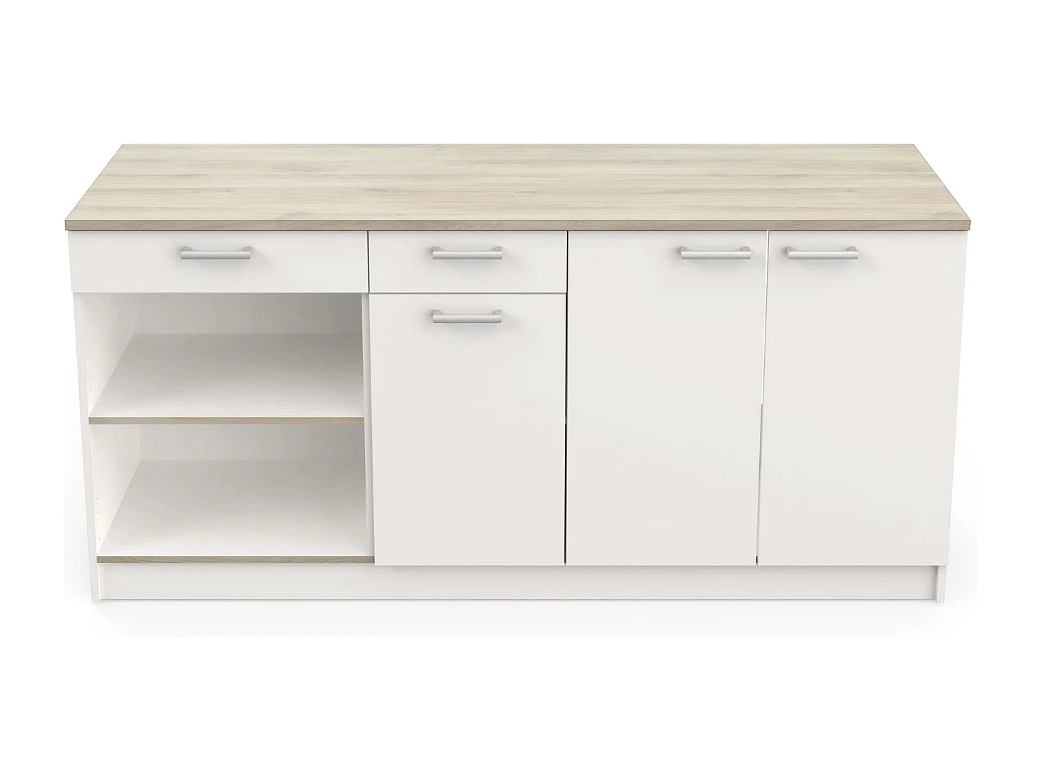 Módulo inferior cocina 3 puertas 2 cajones blanco mate moderno almacenaje