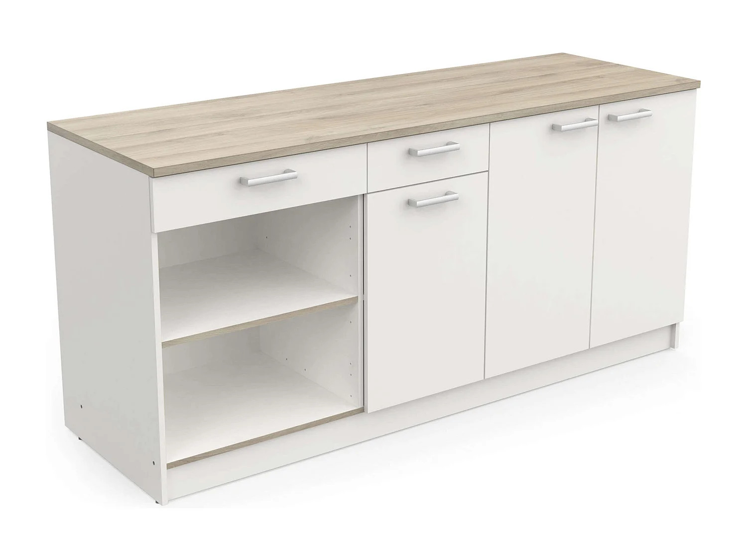 Módulo inferior cocina 3 puertas 2 cajones blanco mate moderno almacenaje