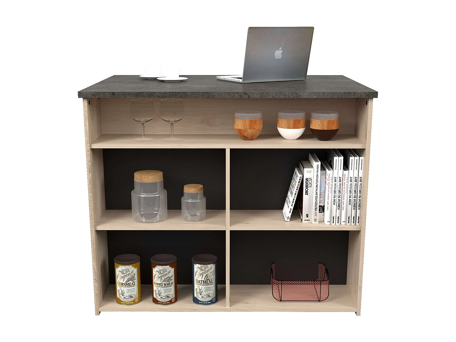 Isla cocina Arko 5 huecos roble áspero/negro 109.4x89.8x79.7 cm