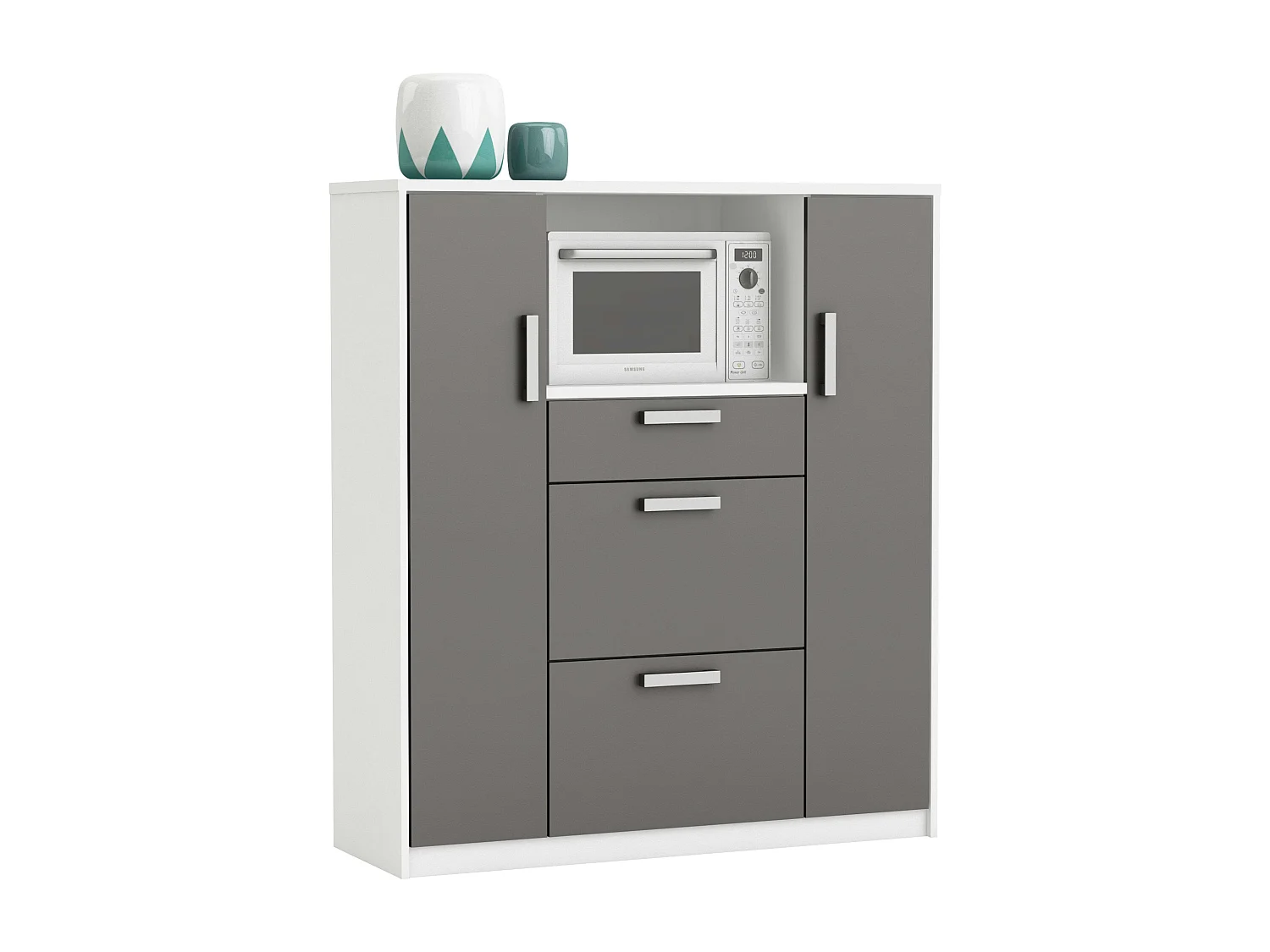 Mueble Microondas Flavor Blanco y Gris 116x132 cm