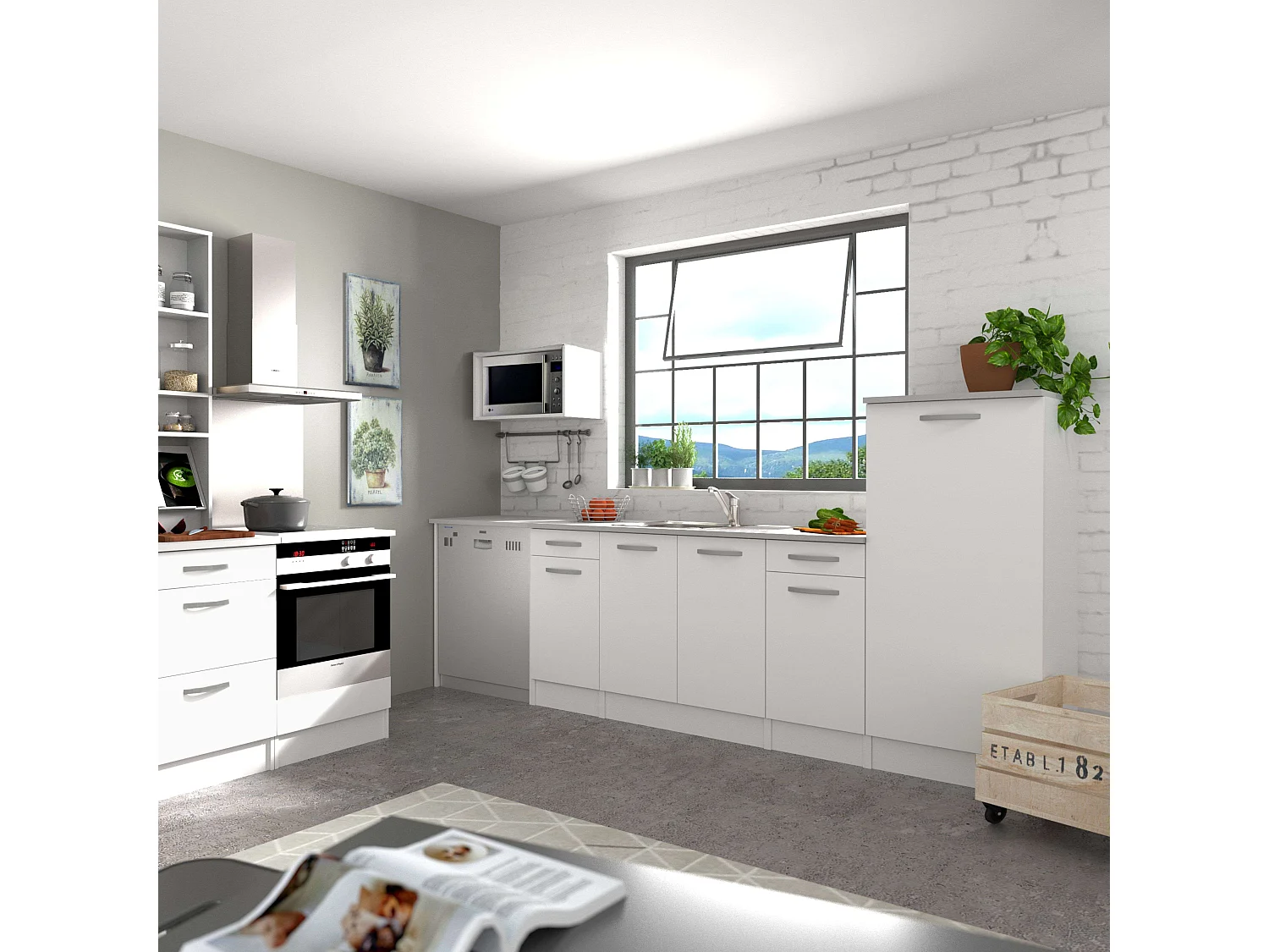 Módulo Inferior Cocina EKO 2 puertas Blanco Mate 80x60 cm