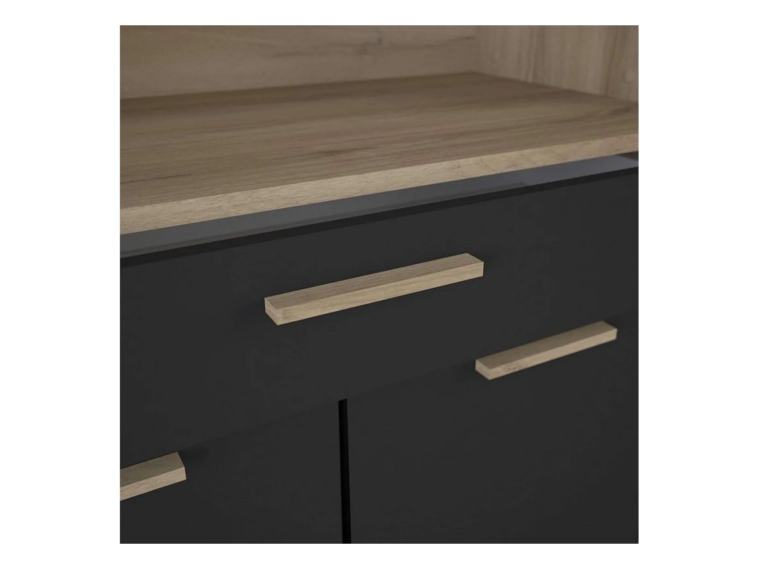 Armario Cocina Dolce 1 Cajón 4 Armarios Roble Negro 177x83x40 cm