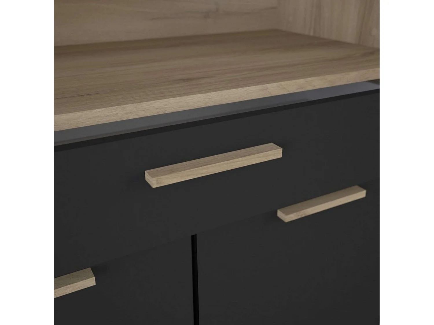 Armario Cocina Dolce 1 Cajón 4 Armarios Roble Negro 177x83x40 cm