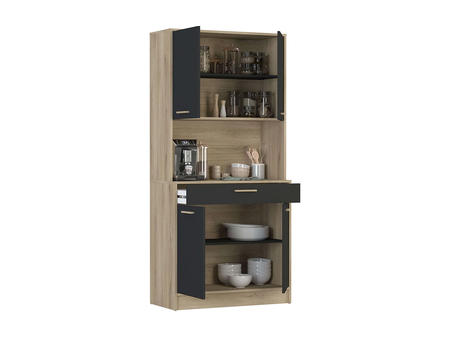 Meuble de cuisine Dolce 1 tiroir 4 placards Chêne noir 177 x 83 x 40 cm