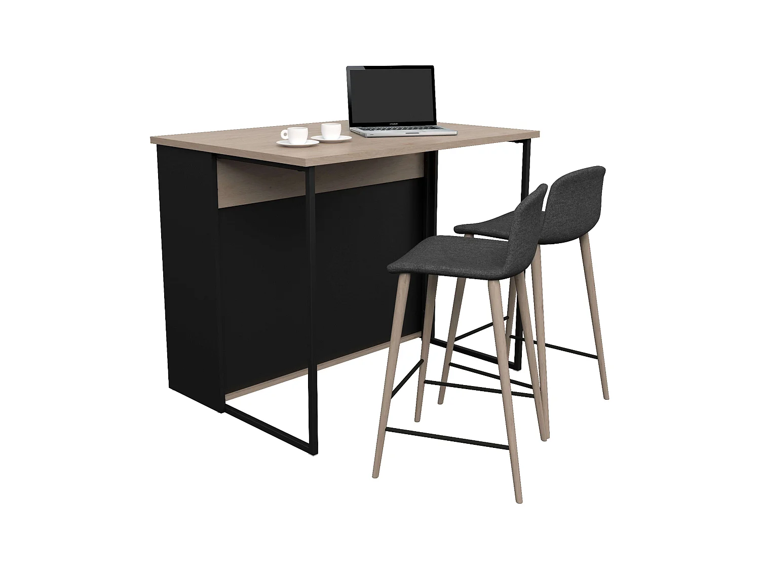 Isla Cocina Buh Auxiliar Negro/Roble Jackson 109x90x80 cm