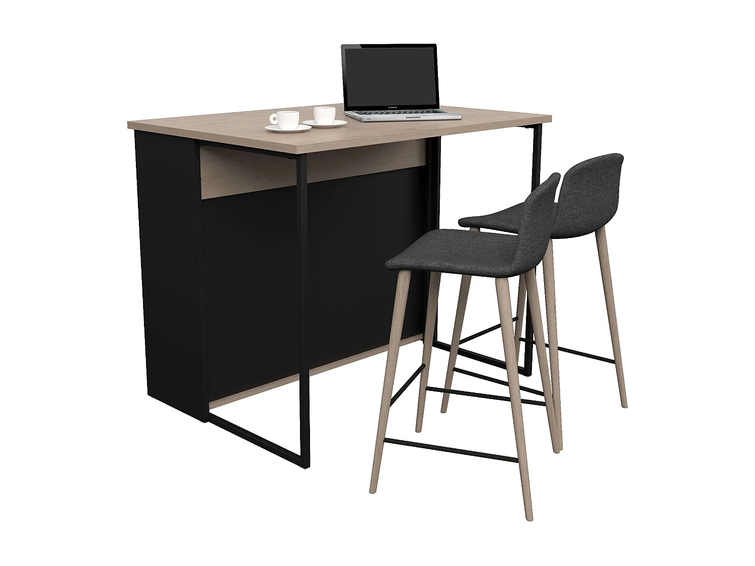 Isla Cocina Buh Auxiliar Negro/Roble Jackson 109x90x80 cm