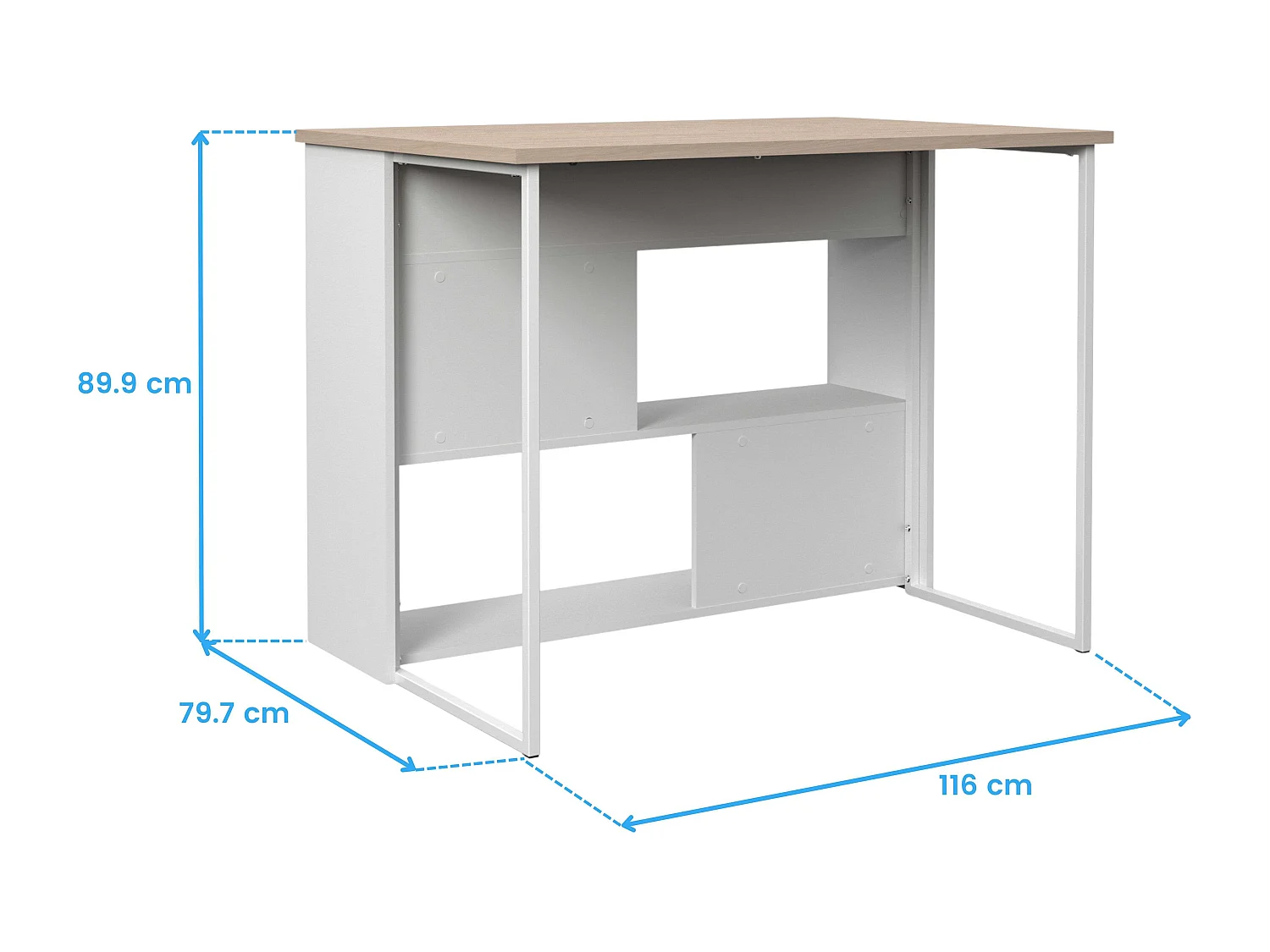 Mesa Alta Isla Cocina Buh Blanco y Roble Jackson 116x90x80 cm