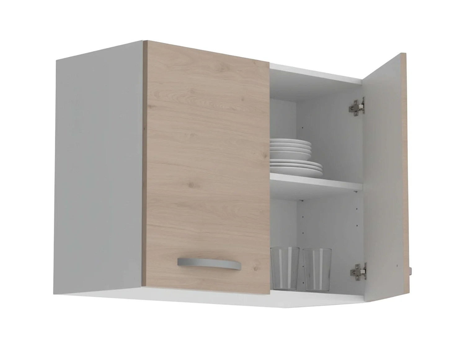 Meuble de cuisine 2 portes Eko en chêne Jackson et blanc, 80 x 35 cm