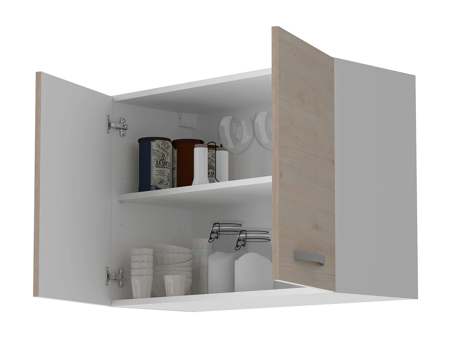 Meuble de cuisine 2 portes Eko en chêne Jackson et blanc, 80 x 35 cm