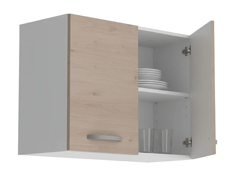 Meuble de cuisine 2 portes Eko en chêne Jackson et blanc, 80 x 35 cm