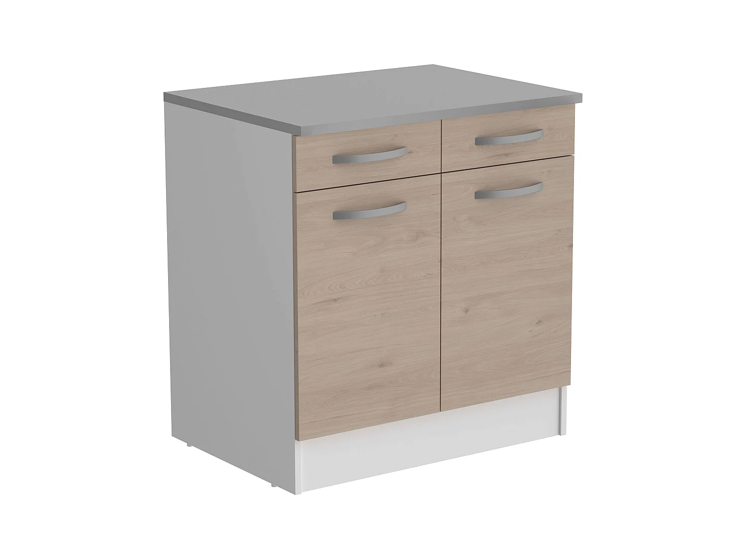 Módulo Cocina Inferior Eko 2 Puertas 2 Cajones Roble Jackson Blanco 80x60cm