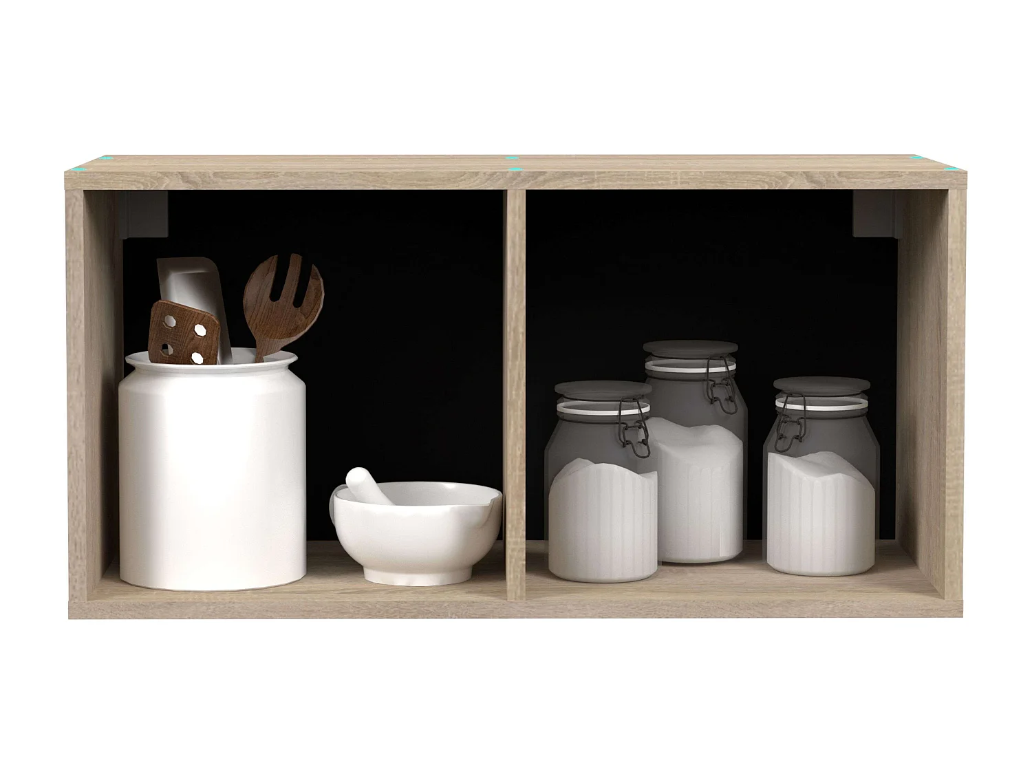 Module de cuisine supérieur Arko, 2 compartiments, bois clair/noir, 80x40x33,6 cm