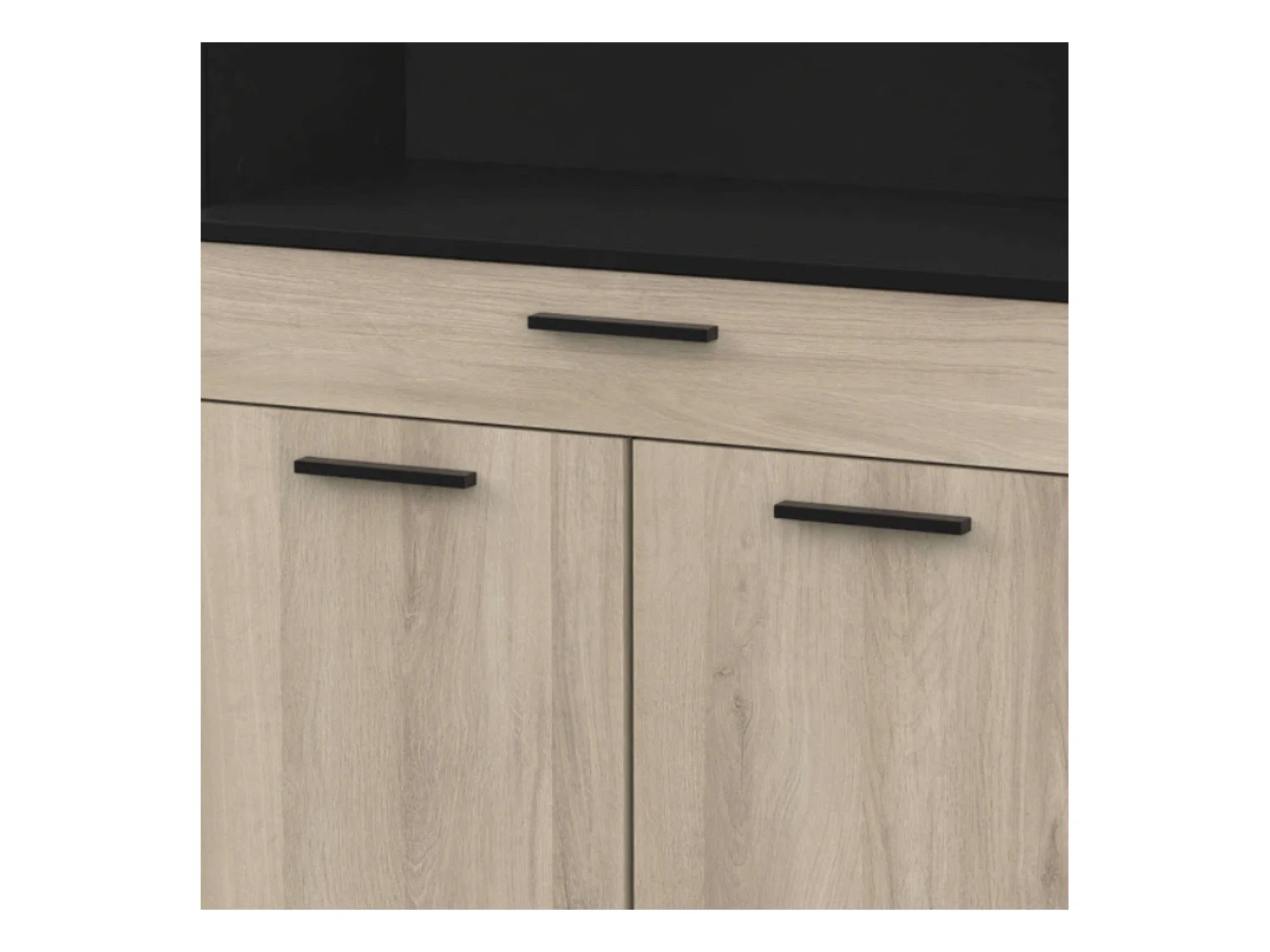 Buffet Cocina Napoli Puertas Abatibles Roble/Negro 84x177x40 cm