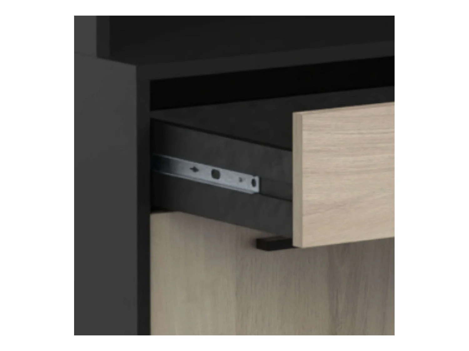 Buffet Cocina Napoli Puertas Abatibles Roble/Negro 84x177x40 cm