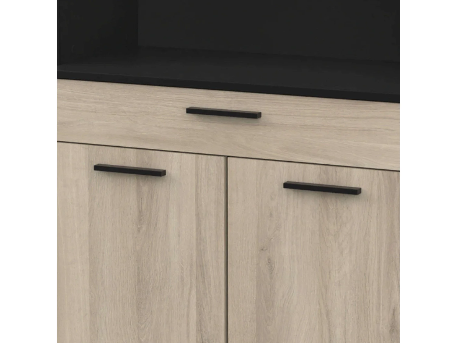 Buffet de cuisine Napoli avec portes pliantes, chêne/noir, 84 x 177 x 40 cm