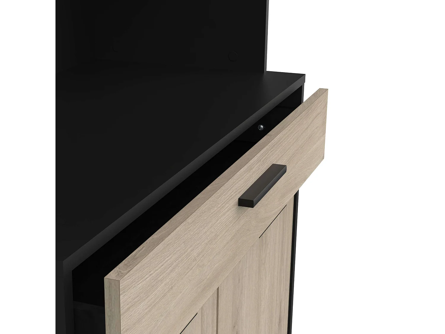 Buffet de cuisine Napoli avec portes pliantes, chêne/noir, 84 x 177 x 40 cm