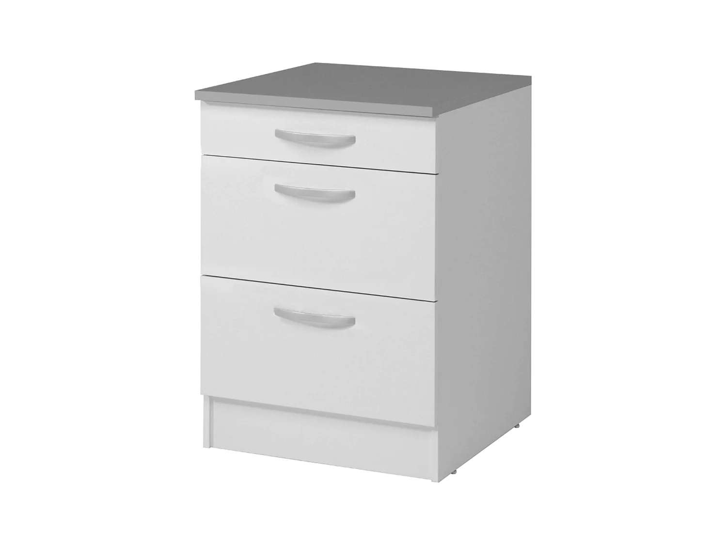 Module de cuisine inférieur EKO 3 tiroirs Blanc mat 60x60 cm
