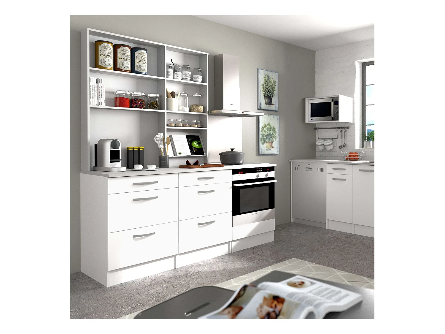 Module de cuisine inférieur EKO 3 tiroirs Blanc mat 60x60 cm