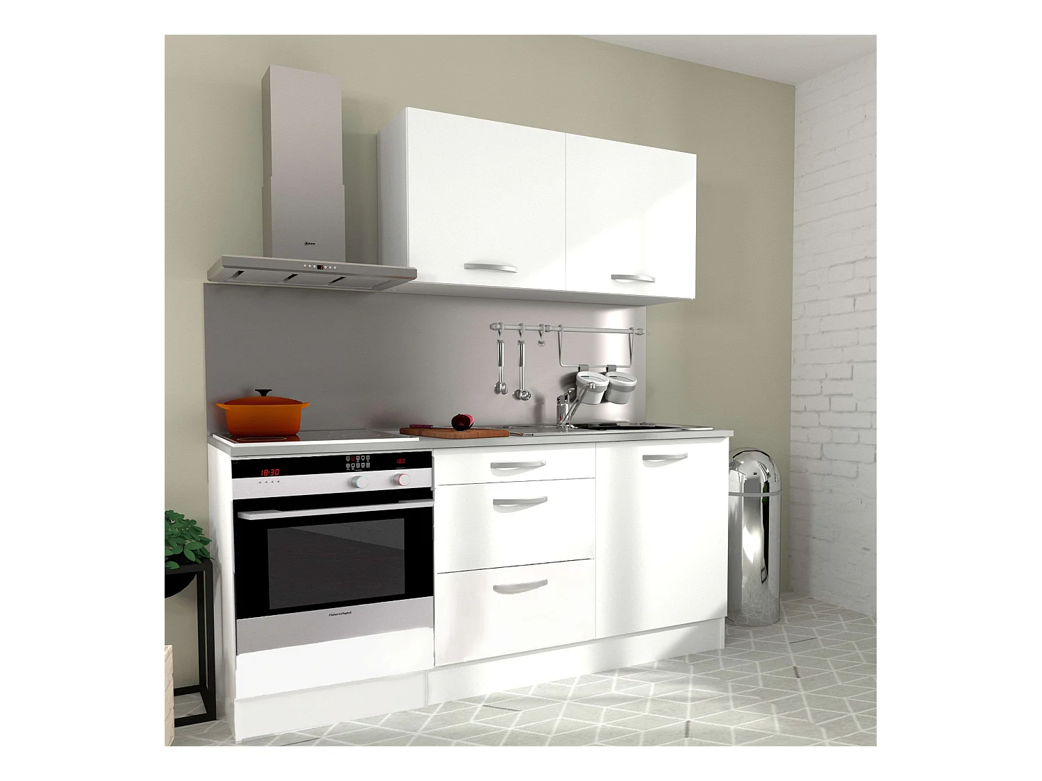 Module de cuisine inférieur EKO 3 tiroirs Blanc mat 60x60 cm