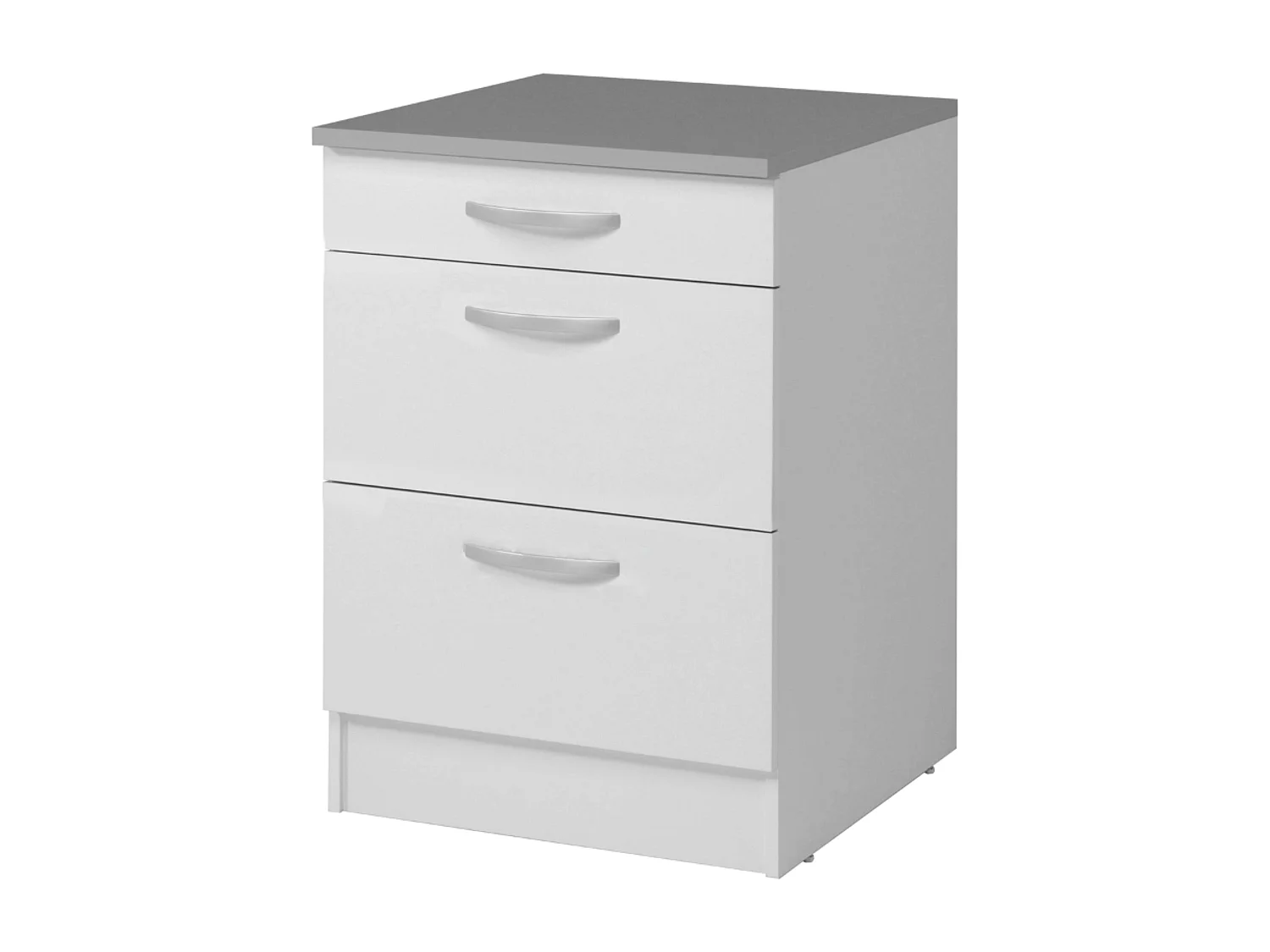 Module de cuisine inférieur EKO 3 tiroirs Blanc mat 60x60 cm